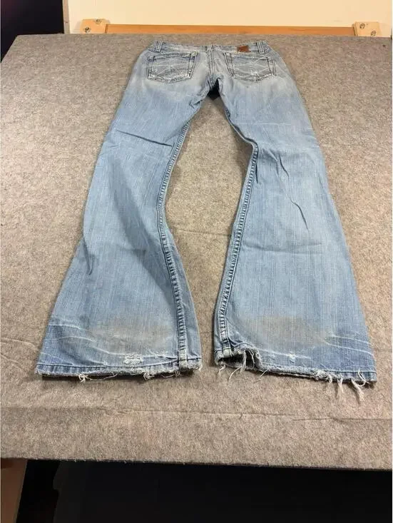 BKE Buckle Star Stretch Flare Jeans Women Sz 26x31 Blue Distressed Denim - Picture 3 of 11